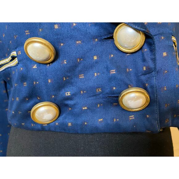 80s Vintage Platinum by Dorothy‎ Schoelen Cropped Navy blue Jacket sailor collar - Picture 4 of 10